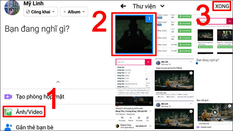 Chọn video để tải và bấm Xong
